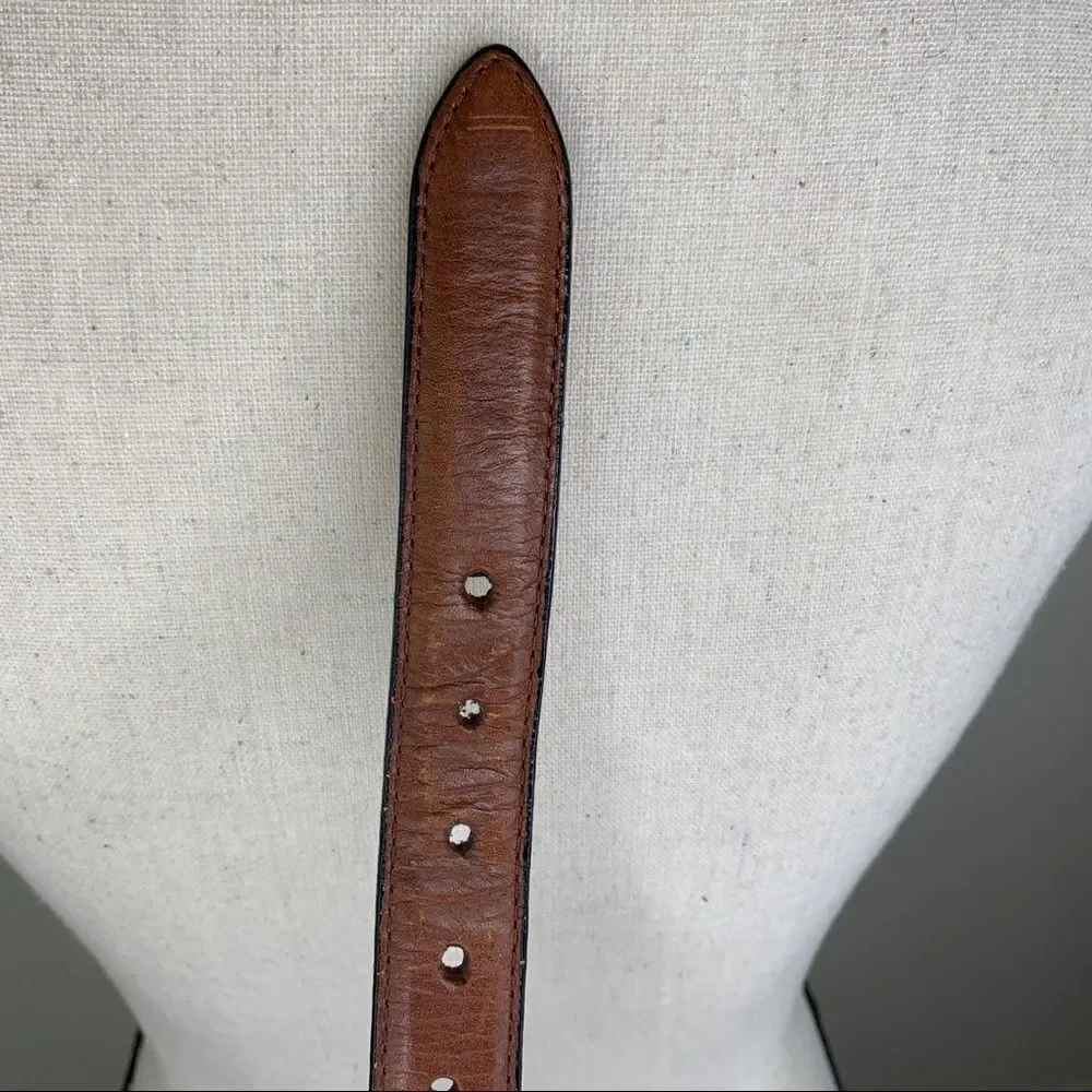 Brown Leather and Western Fabric Belt w/Silver‎